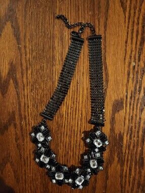 Black Crystal Statement Necklace - Unbranded